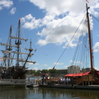 Tall ships on water